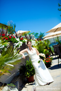 Beautiful bride on balcony at Mahogany Salon and Spa, Ottawa wedding locations